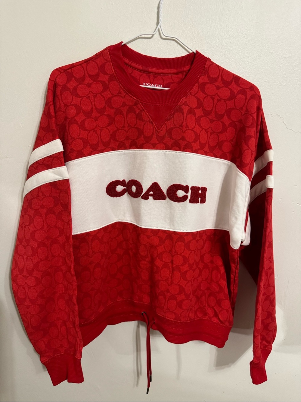 Coach Red & White Logo Crewneck Sweatshirt